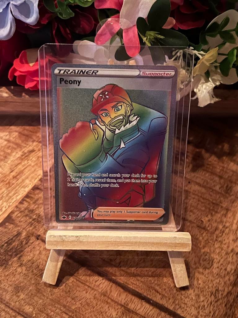 Pokémon TCG: Peony Full Art Supporter Trainer Kaart, Ophalen of Verzenden, Zo goed als nieuw, Losse kaart, Foil