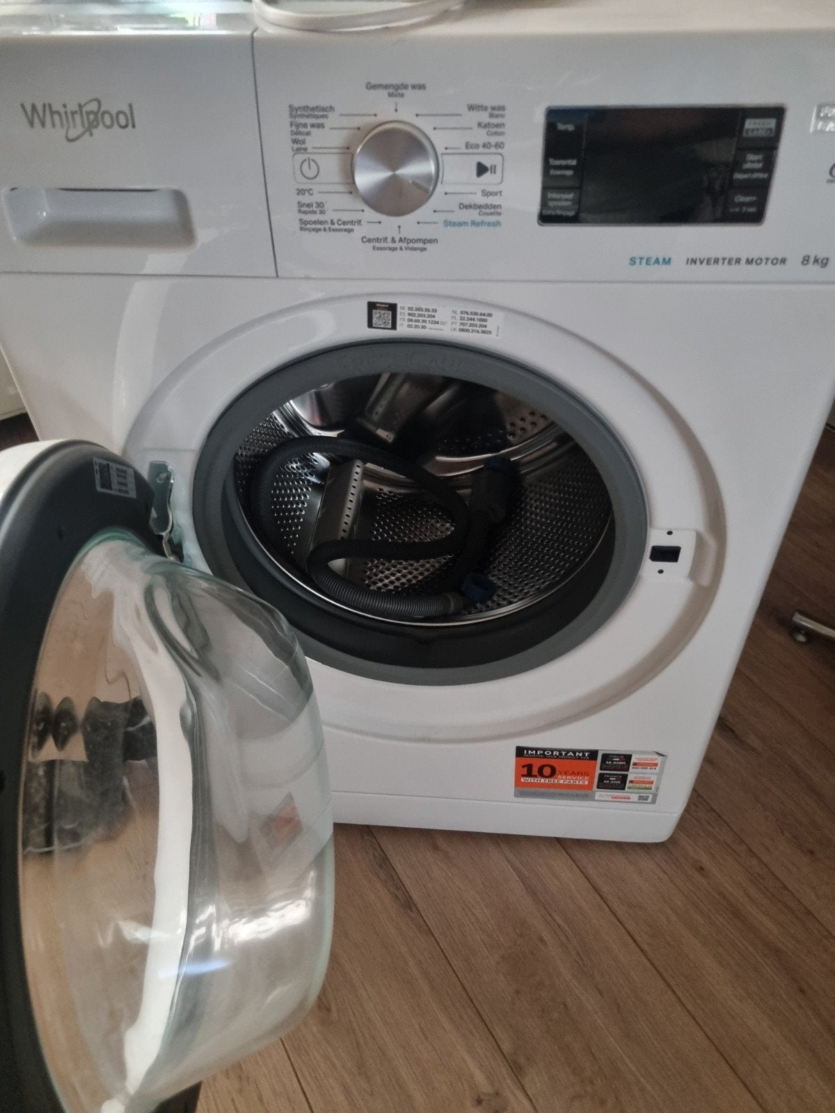 whirlpool wasmachine 8kg, Ophalen, 1200 tot 1600 toeren, 8 tot 10 kg, Nieuw