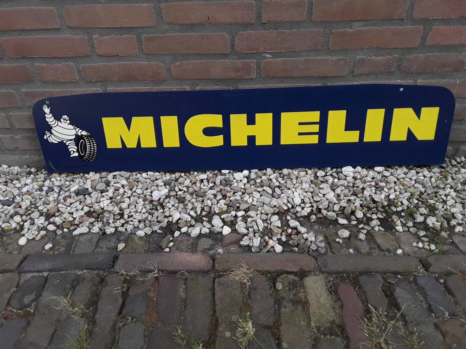 Michelin reclame bord dubbelzijdig., Verzamelen, Ophalen, Gebruikt, Reclamebord