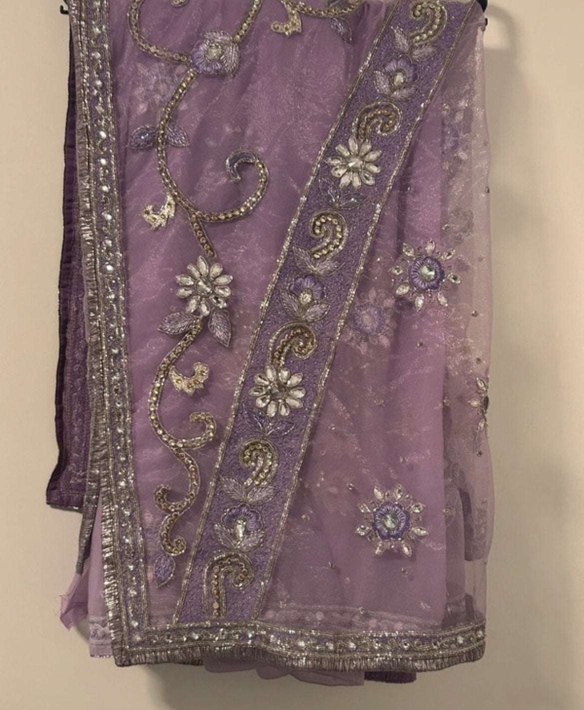 Lila kleur saree, Ophalen of Verzenden, Zo goed als nieuw, Paars, Overige typen