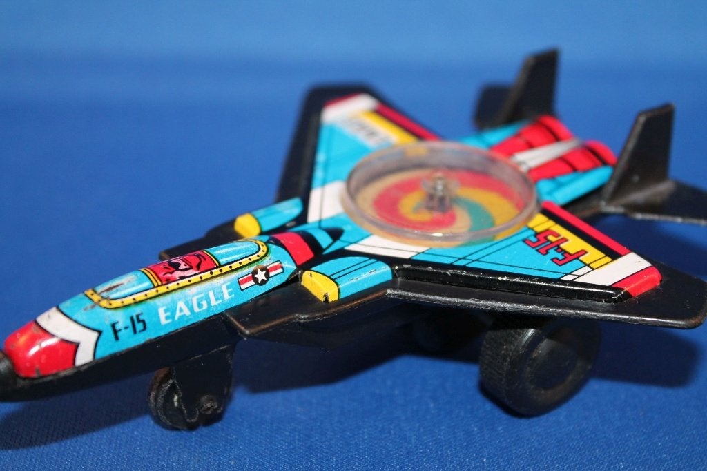 Vintage blik en plastic F-15 Eagle straaljager. 2A4, Ophalen of Verzenden