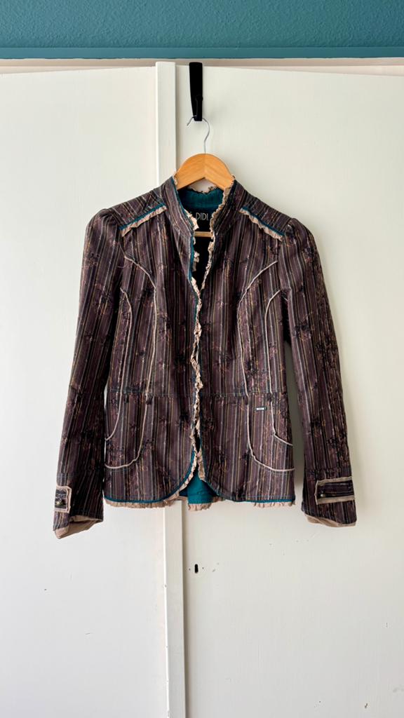 Vintage Didi jas S 36 bruin gestreept bloem boho romantisch, Overige kleuren, Didi, Ophalen of Verzenden, Zo goed als nieuw