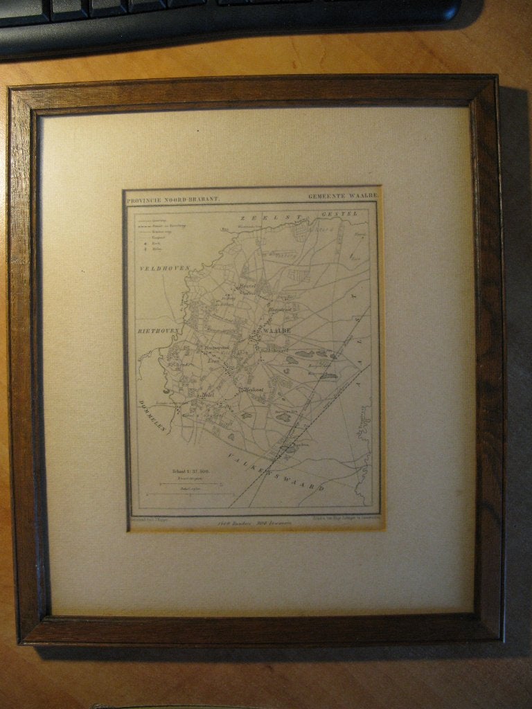 origineel Kuyperkaartje van de gemeente Waalre ca. 1867, Gelezen, Ophalen of Verzenden, Landkaart, Jacob Kuyper