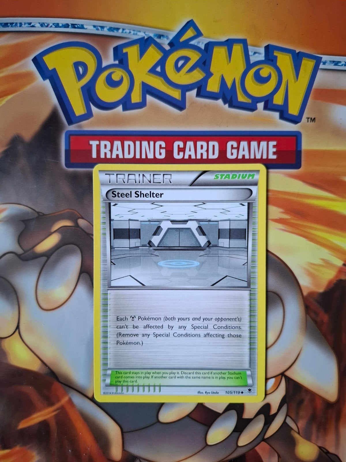 Steel Shelter 105/119 XY Phantom forces pokemon kaart, Ophalen of Verzenden, Zo goed als nieuw, Losse kaart