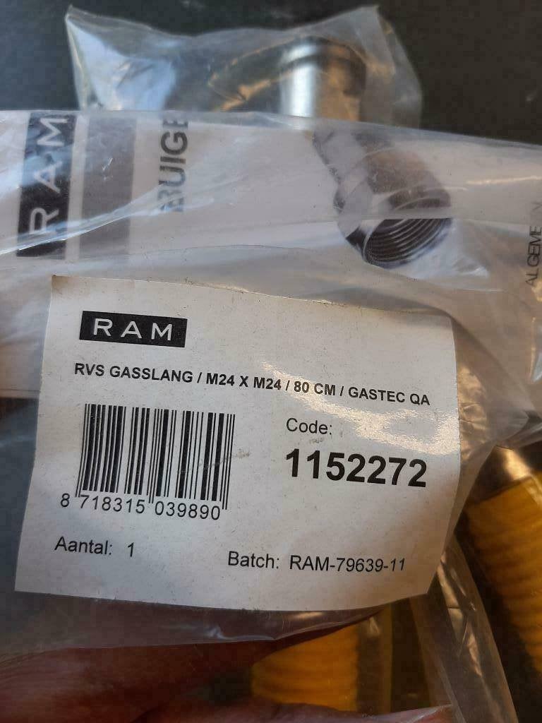 Ram Gasslang RVS Gasleiding Gas Slang NIEUW!, ., Nieuw, Ophalen of Verzenden, .