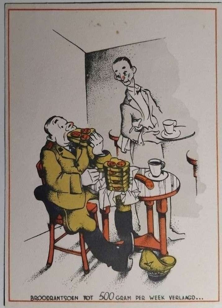 Zeldzame Illegale WO2 Propaganda Briefkaart - Broodrantsoen, Ophalen of Verzenden, Overige soorten, Nederland, Foto of Poster