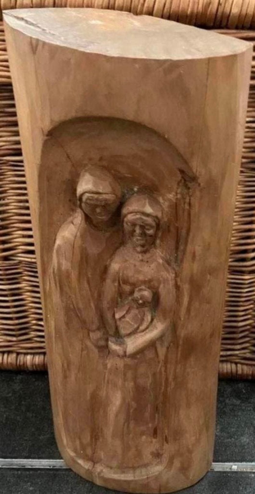 HEILIGE FAMILIE,HANDGEMAAKT! UIT HOUT GESNEDEN,MOOI!!, Antiek en Kunst, Ophalen of Verzenden