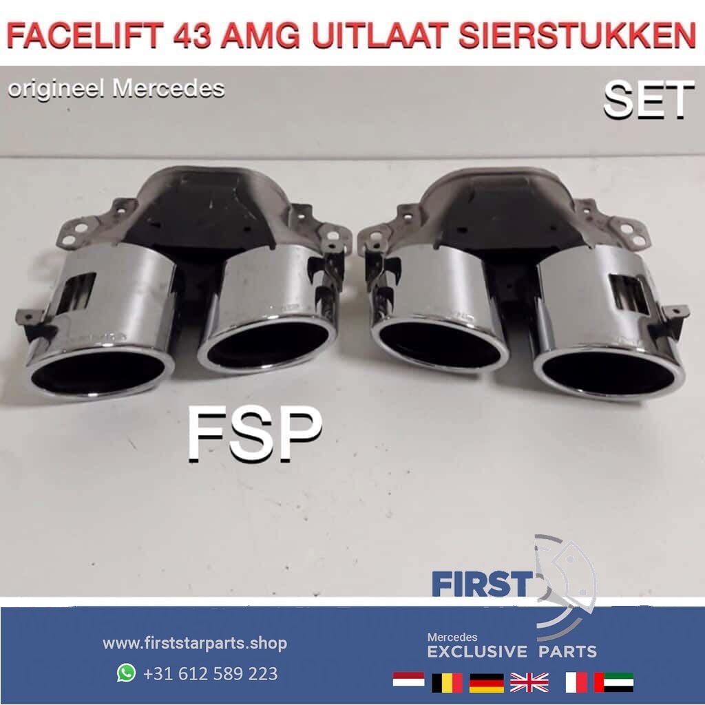 2020 FACELIFT 43 53 AMG UITLAATSIERSTUKKEN SET ORIGINEEL Mer, Auto-onderdelen, Gebruikt, -, Ophalen of Verzenden, -