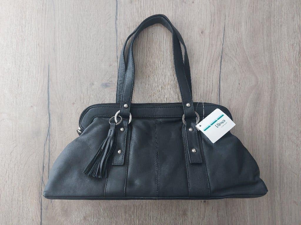 Zwarte leren damestas Vilenca - Nieuw, Sieraden, Tassen en Uiterlijk, Tassen | Damestassen, Ophalen of Verzenden, Nieuw, Zwart