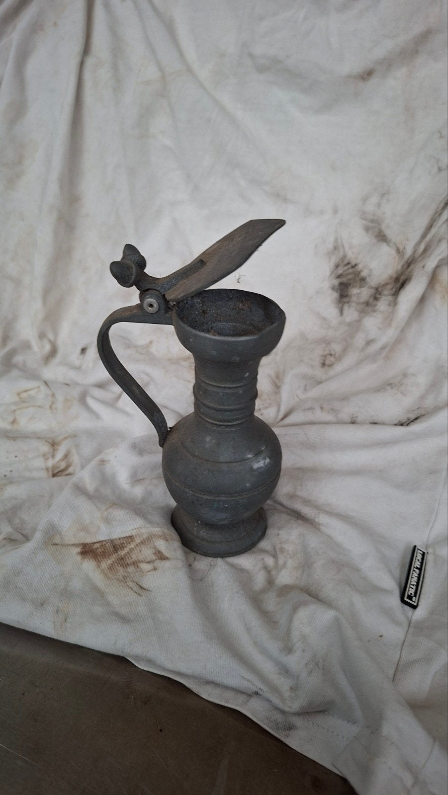 Antiek tinnen klepkan, Ophalen of Verzenden