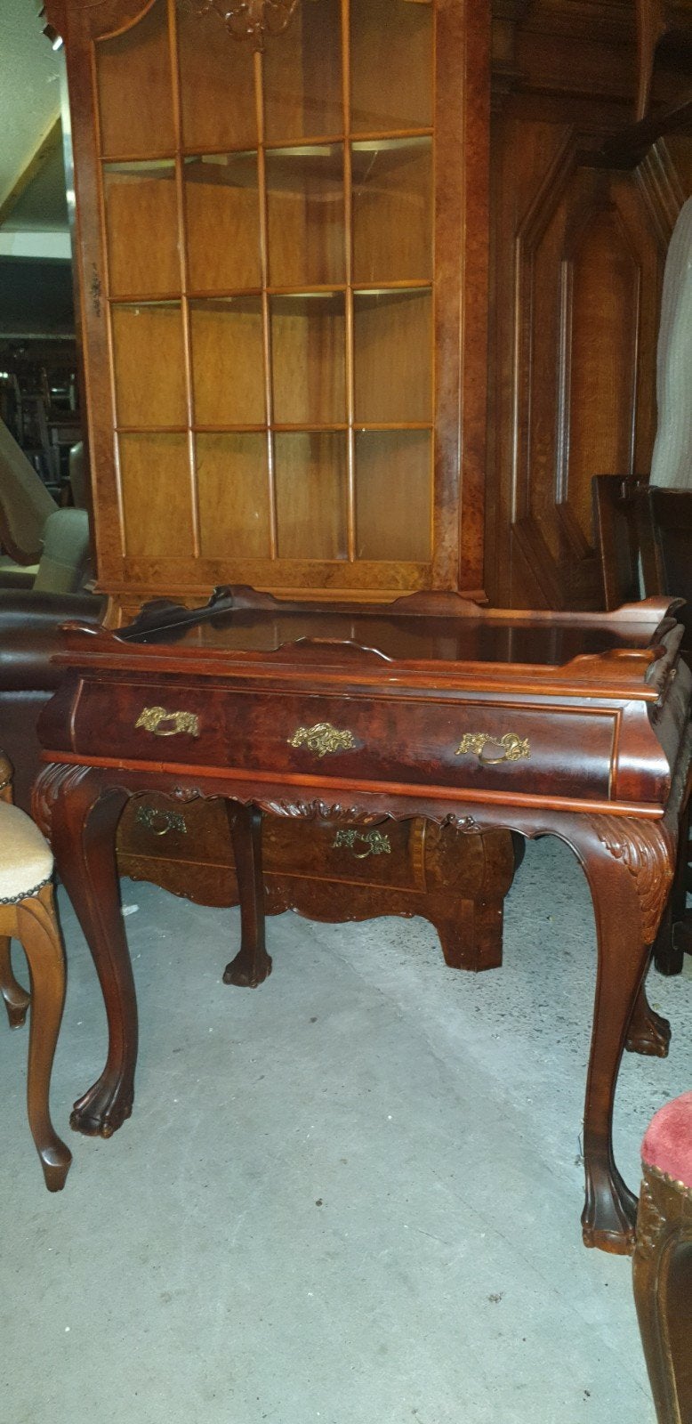 Antieke Chippendale theetafel met lade, Ophalen