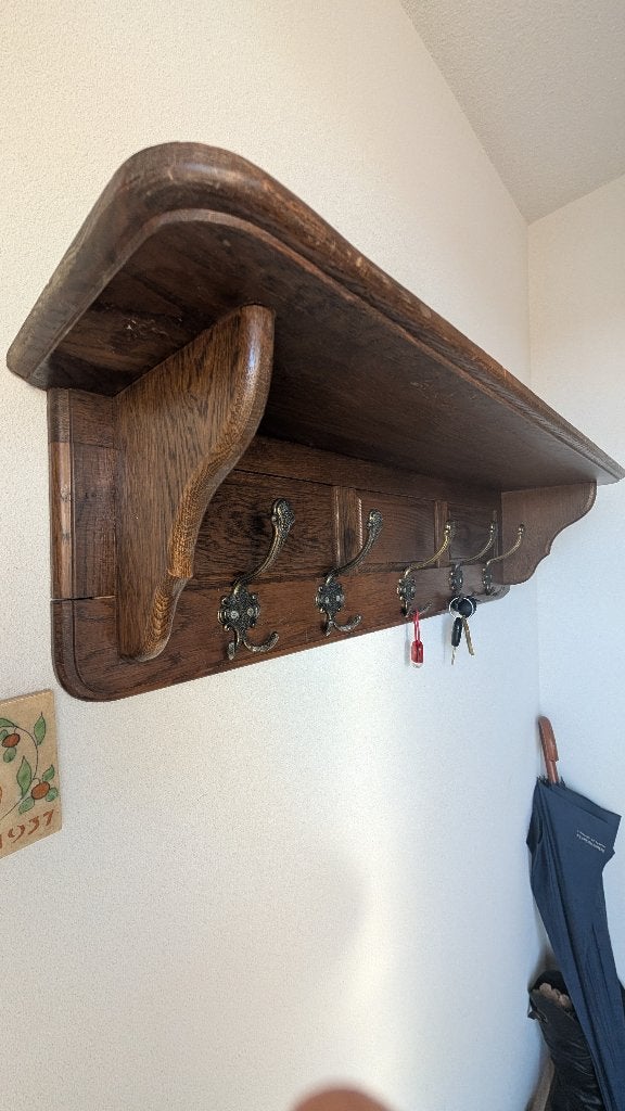 Eiken houten hoedenplank - kapstok, Gebruikt, Minder dan 100 cm, Hout, Ophalen