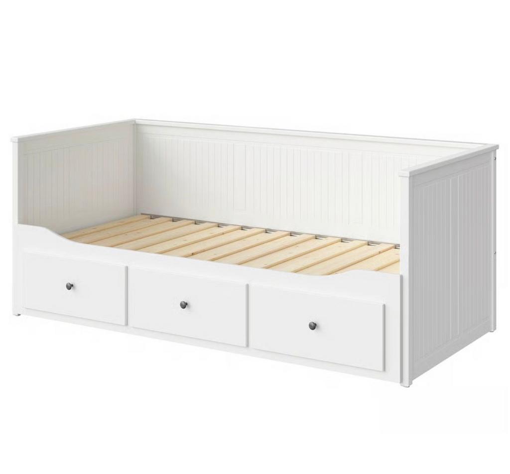 IKEA Hemnes Bedbank met 3 lades en matras, Huis en Inrichting, Slaapkamer | Bedden, Ophalen, Gebruikt, Eenpersoons, Wit