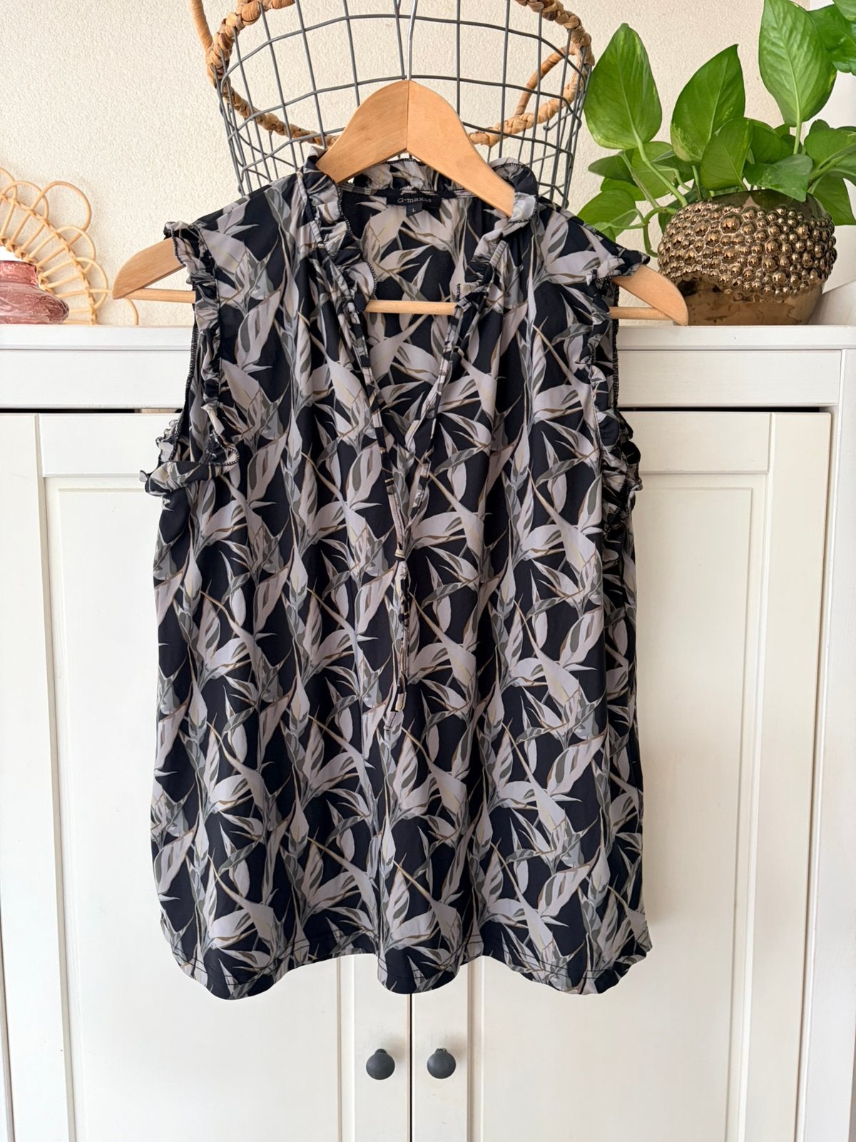 G-Maxx mouwloze travelstof blouse maat L, Ophalen of Verzenden, Zo goed als nieuw, Maat 42/44 (L), Grijs