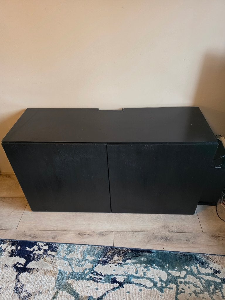 IKEA BESTÅ tv-meubel / opbergkast, zwart (120x40x64 cm), Ophalen, 100 tot 150 cm, Glas, Scandinavian