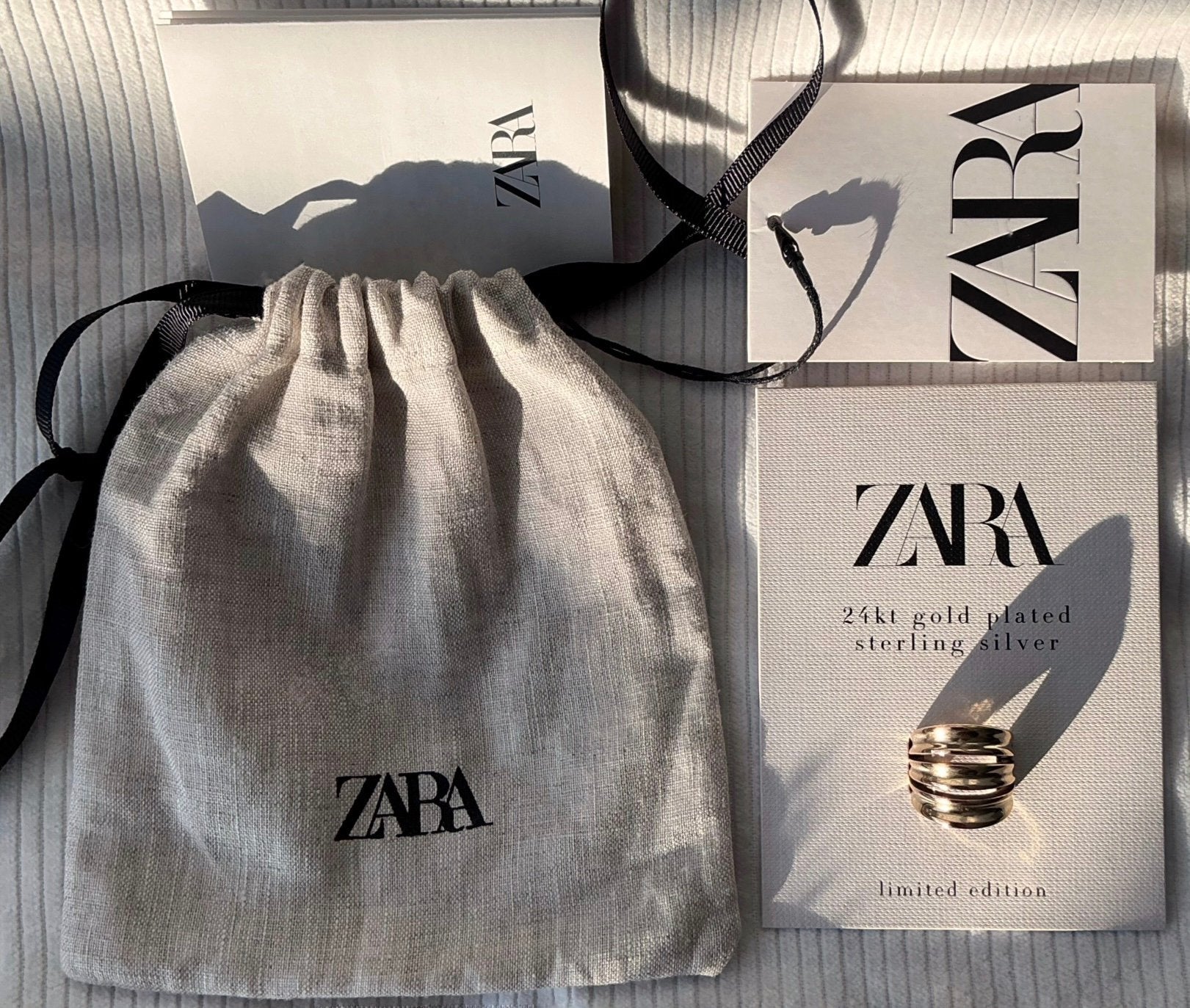 Zara 925 Sterling Zilver Gold Plated Ring, Verzenden, Nieuw, Kleiner dan 17, Dame