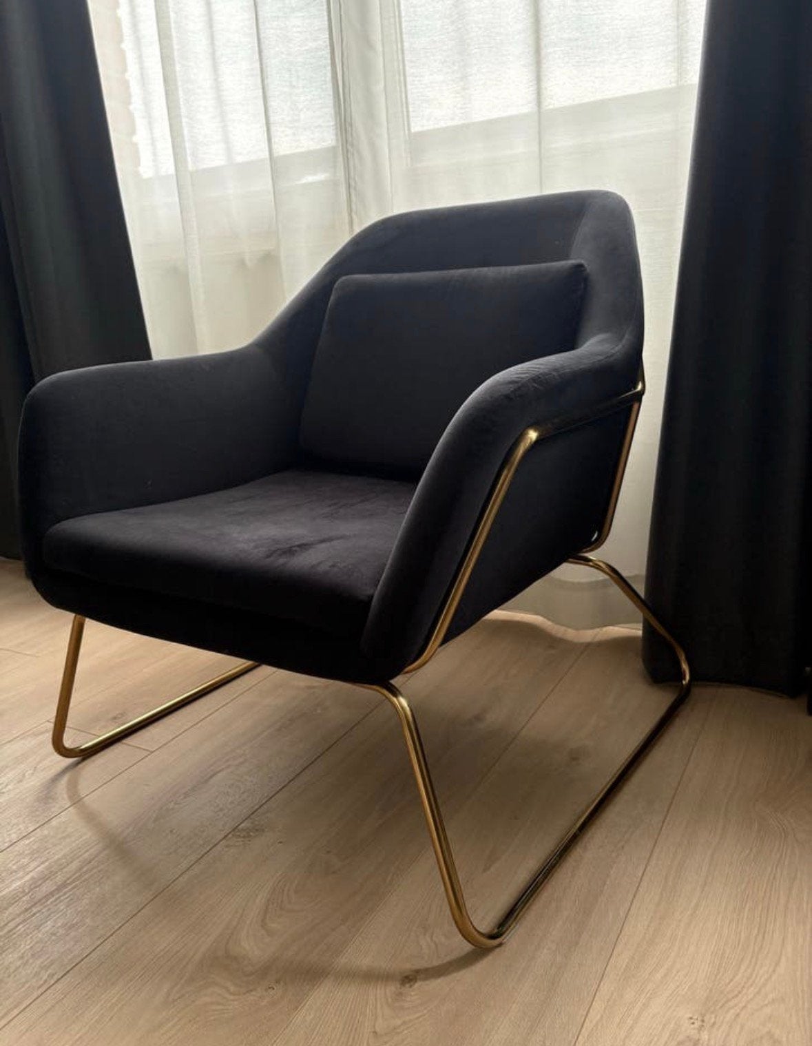 Zwarte fauteuil, Huis en Inrichting, Fauteuils, Ophalen, Zo goed als nieuw, 75 tot 100 cm, 50 tot 75 cm