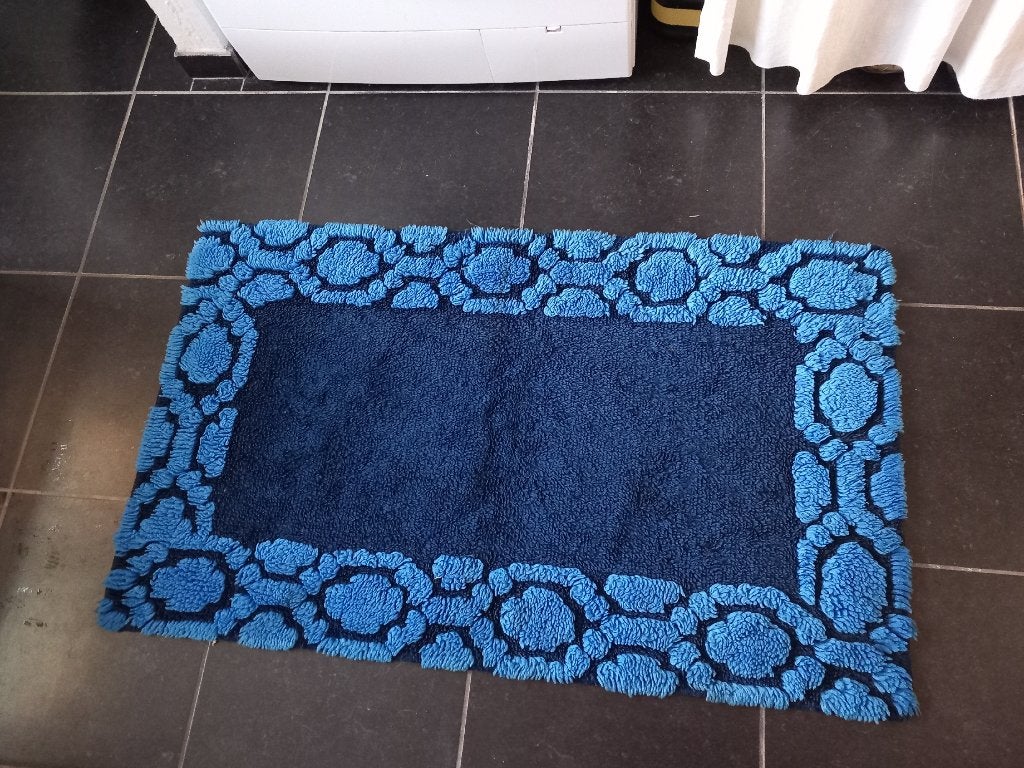 leuk, grote badkamermat, blauw, kleedje, vintage xl badmat, Ophalen, Blauw