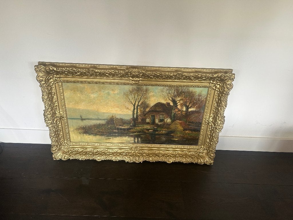 Schilderij Nederlands landschap, Ophalen, Doek, Olieverf, Klassiek