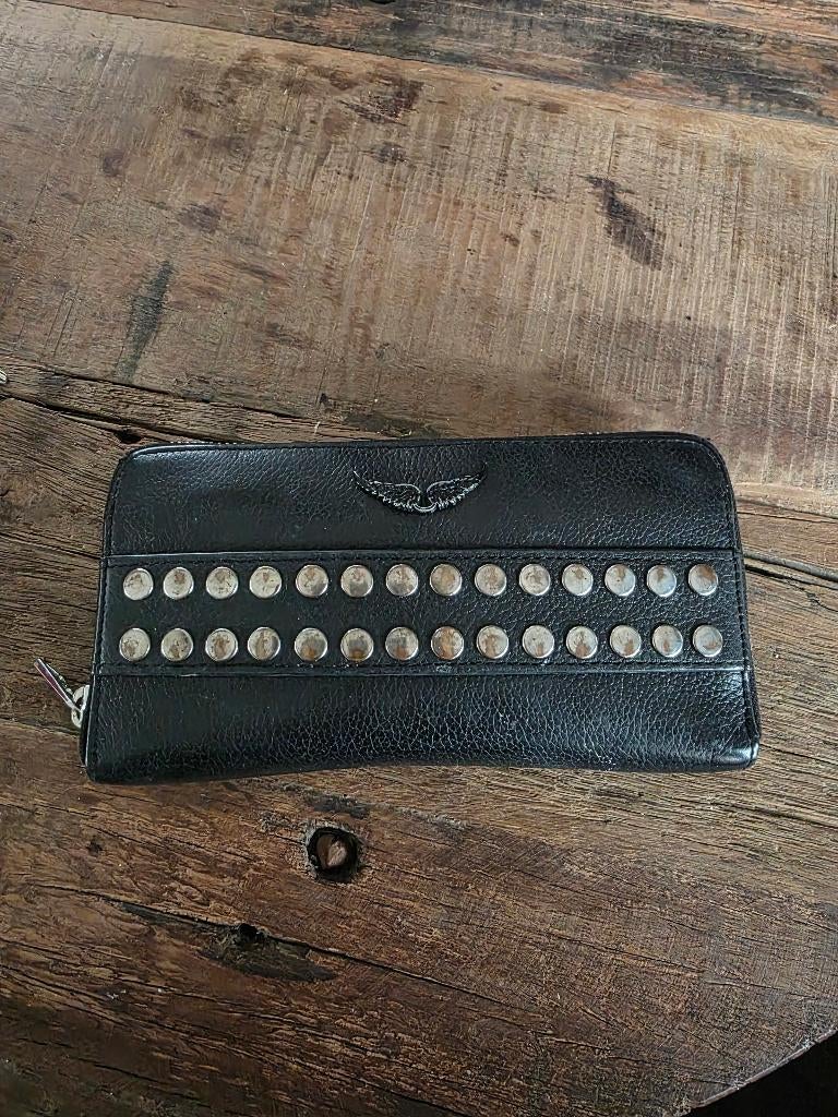 Zadig en voltaire leren portemonnee met studs, Sieraden, Tassen en Uiterlijk, Portemonnees, Ophalen of Verzenden, Gebruikt, Zwart