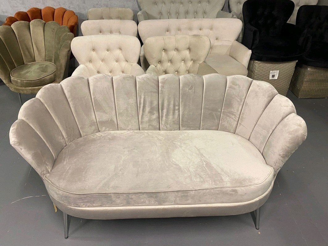 Schelpbankje taupe/grijs zgan, Ophalen, Zo goed als nieuw, Minder dan 150 cm
