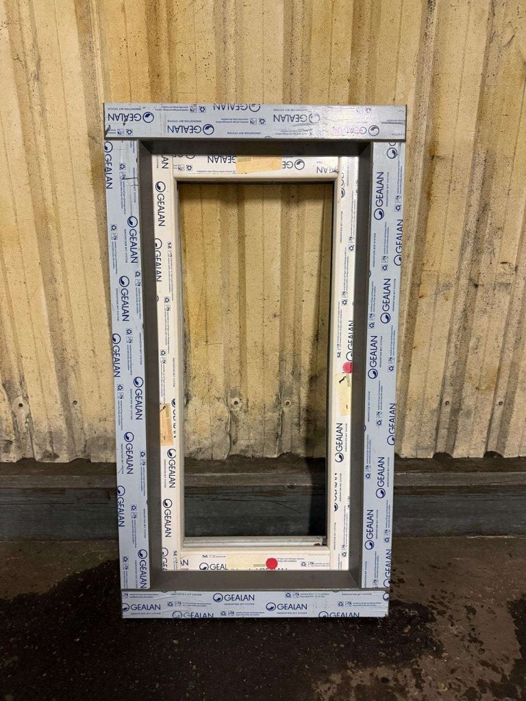 kunststof kozijn alku quartsgrijs bu creme glad bi 620x1130, Niet ingevuld, Kunststof, Minder dan 75 cm, Raamkozijn
