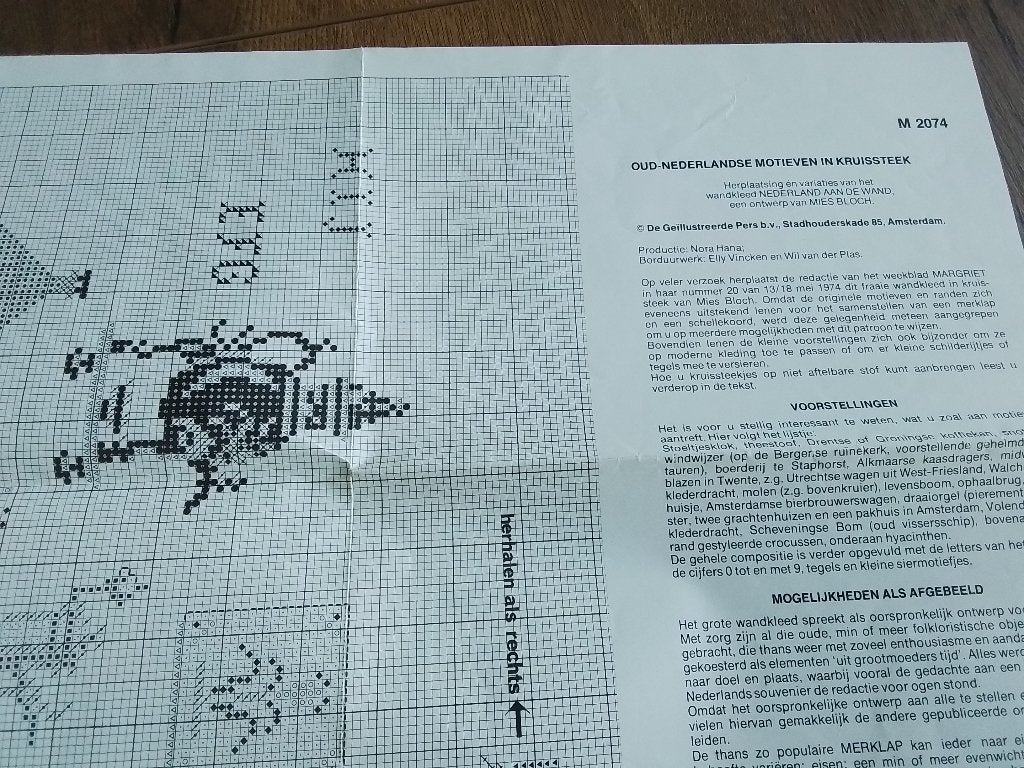 Borduurpatroon Nederlandse motieven in kruissteek, Hobby en Vrije tijd, Ophalen of Verzenden, Zo goed als nieuw, Handborduren