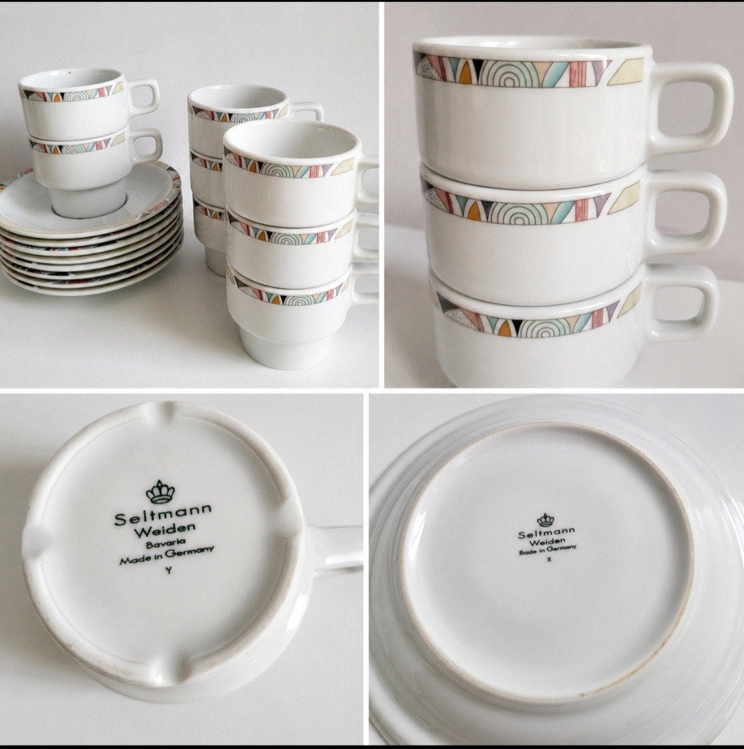 Seltmann Weiden Bavaria 8x kop en schotel set - Vintage, Gebruikt, Overige merken, Vintage, Ophalen of Verzenden