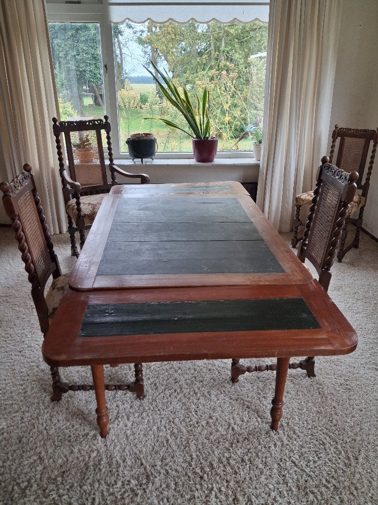 Antieke tafel met stoelen, Antiek en Kunst, Ophalen