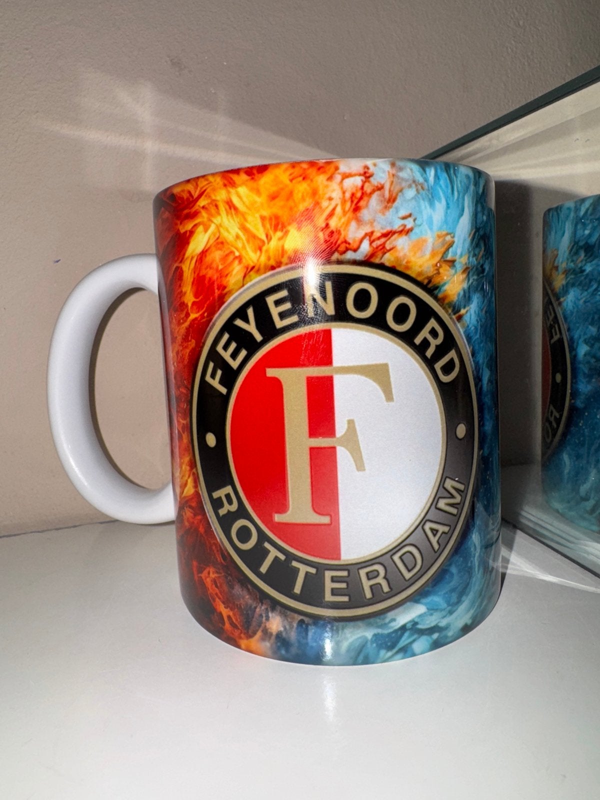 Nieuwe Feyenoord Mok - Uniek Vlammen Design, Overige typen, Nieuw, Ophalen of Verzenden, Steen/keramiek