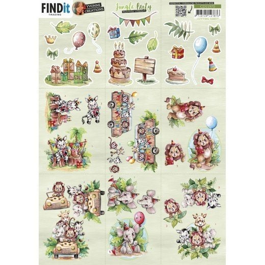 Yvonne Creations CD11970 Jungle Party mini 3D knipvel A4, Dieren, ., Nieuw, Ophalen of Verzenden