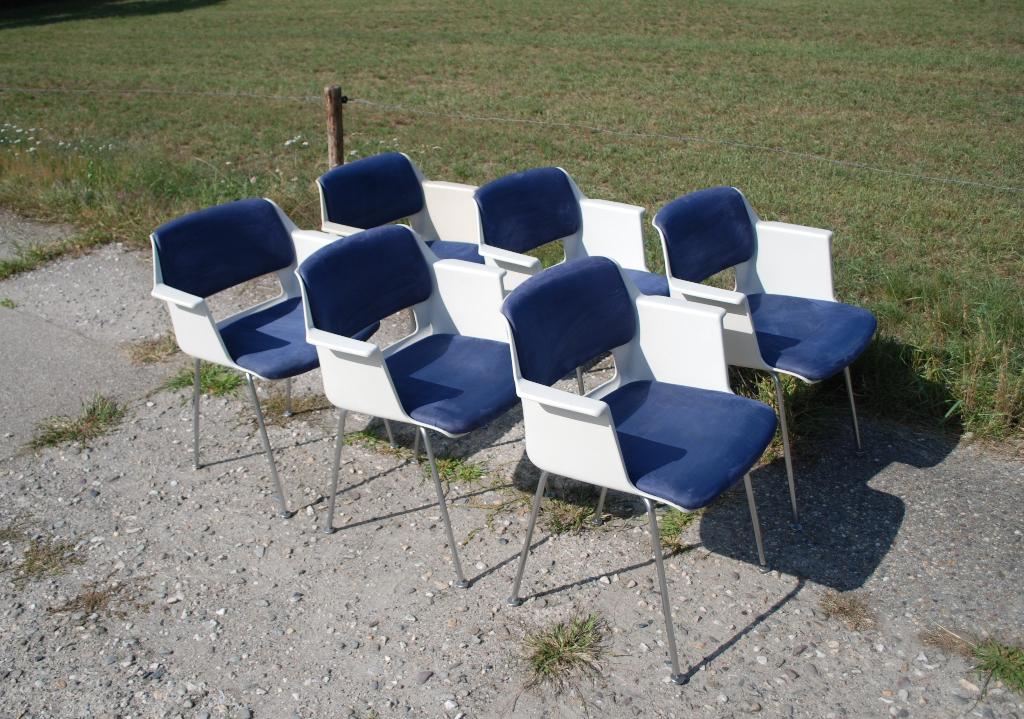 Vintage stoelen Cordemeijer voor Gispen model 2225 jaren '60, Huis en Inrichting, Stoelen, Ophalen, Gebruikt, Stof, Blauw