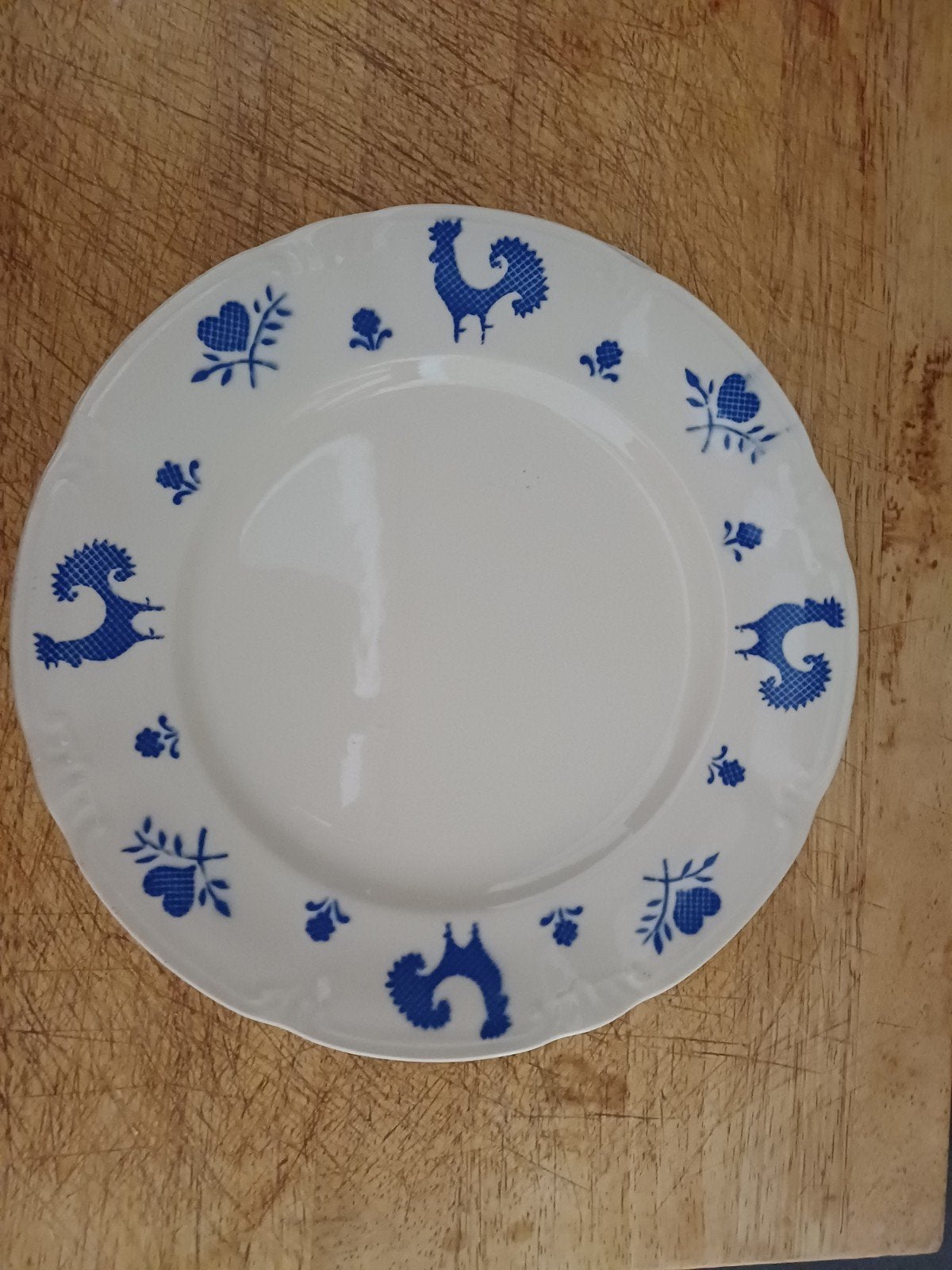 Mooie Diner Borden van Boch met zeldzaam decor Haantje blauw, Verzenden