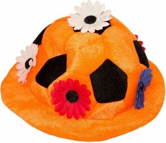 PARTIJ PLUCHE HOED MUTS ORANJE MET BLOEMEN, ., Nieuw, Ophalen of Verzenden, .