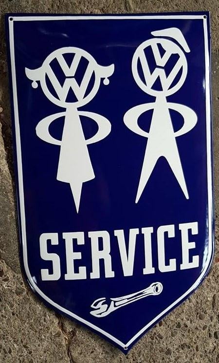 VW service emaillen garage reclame decoratie bord volkswagen, Verzamelen, Ophalen of Verzenden, Zo goed als nieuw, Reclamebord