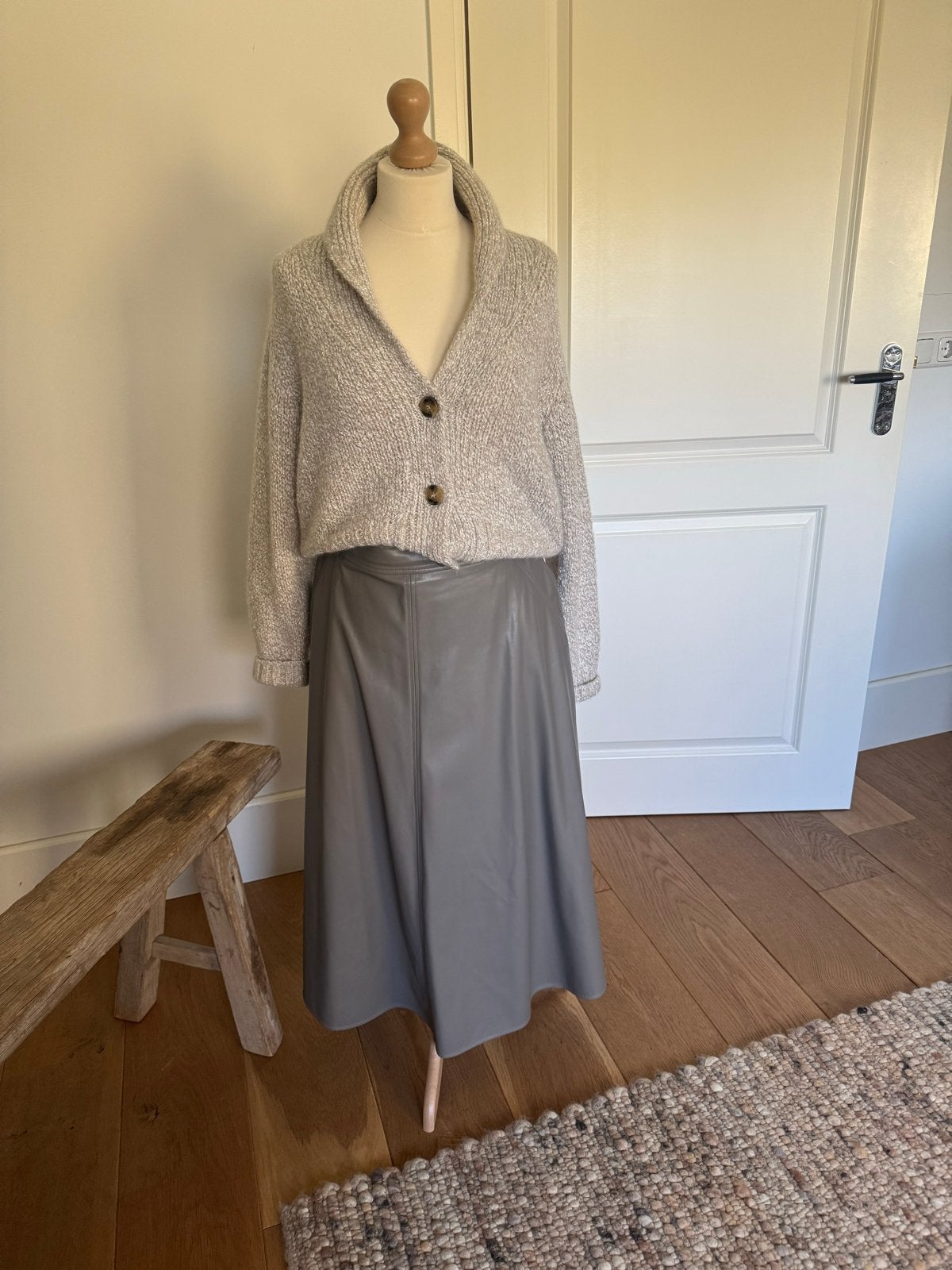 Marella Sport fauxleren rok - Grijs-taupe - Maat XL, Verzenden, Maat 46/48 (XL) of groter, Zo goed als nieuw, Grijs