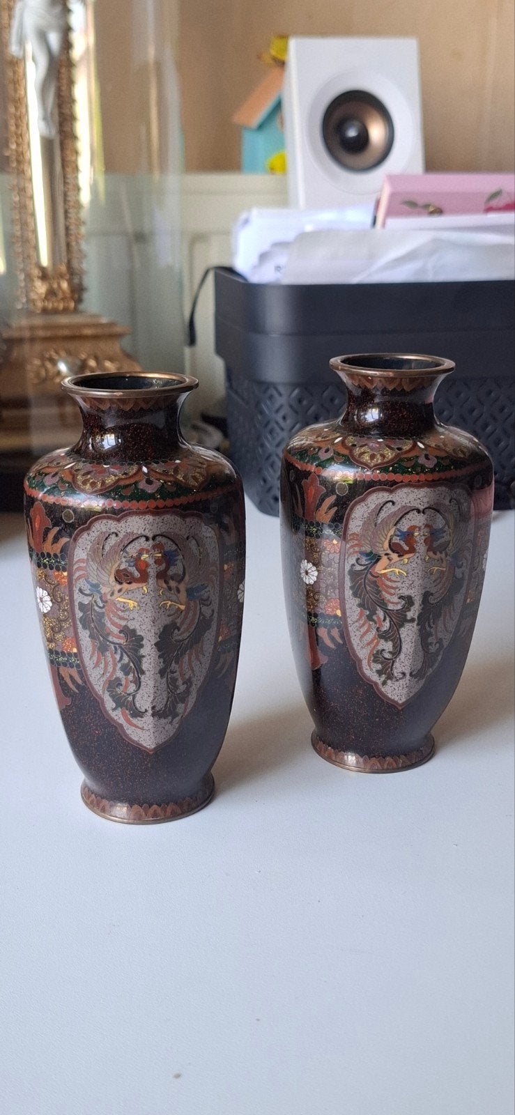 2 Japanse cloisonne vazen circa 1900, Ophalen of Verzenden