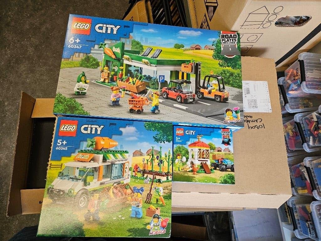 Lego city winkel, auto en kippen 60347, 60345, 60344, City, Lego, Nieuw, Ophalen of Verzenden