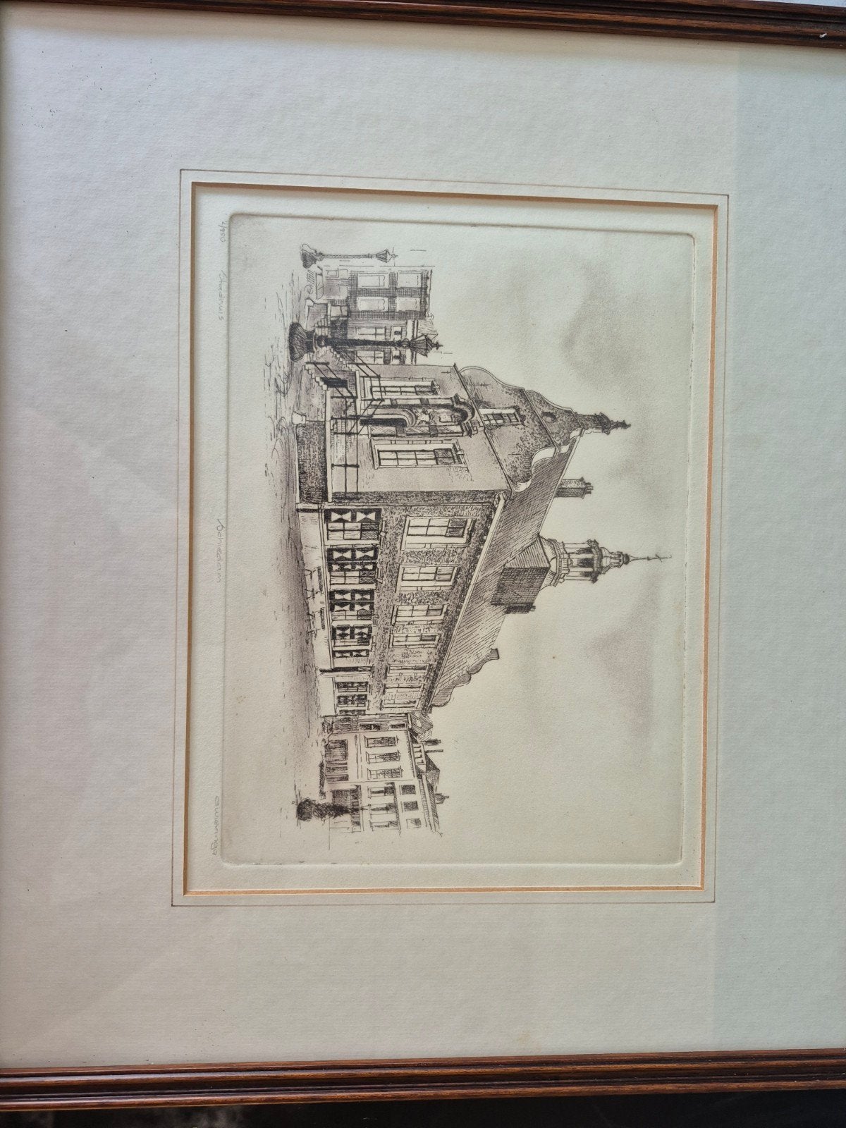 Ets Stadhuis Schiedam - Gesigneerd en Genummerd, Ophalen of Verzenden, 1950 - 1999, Ets, Genummerd