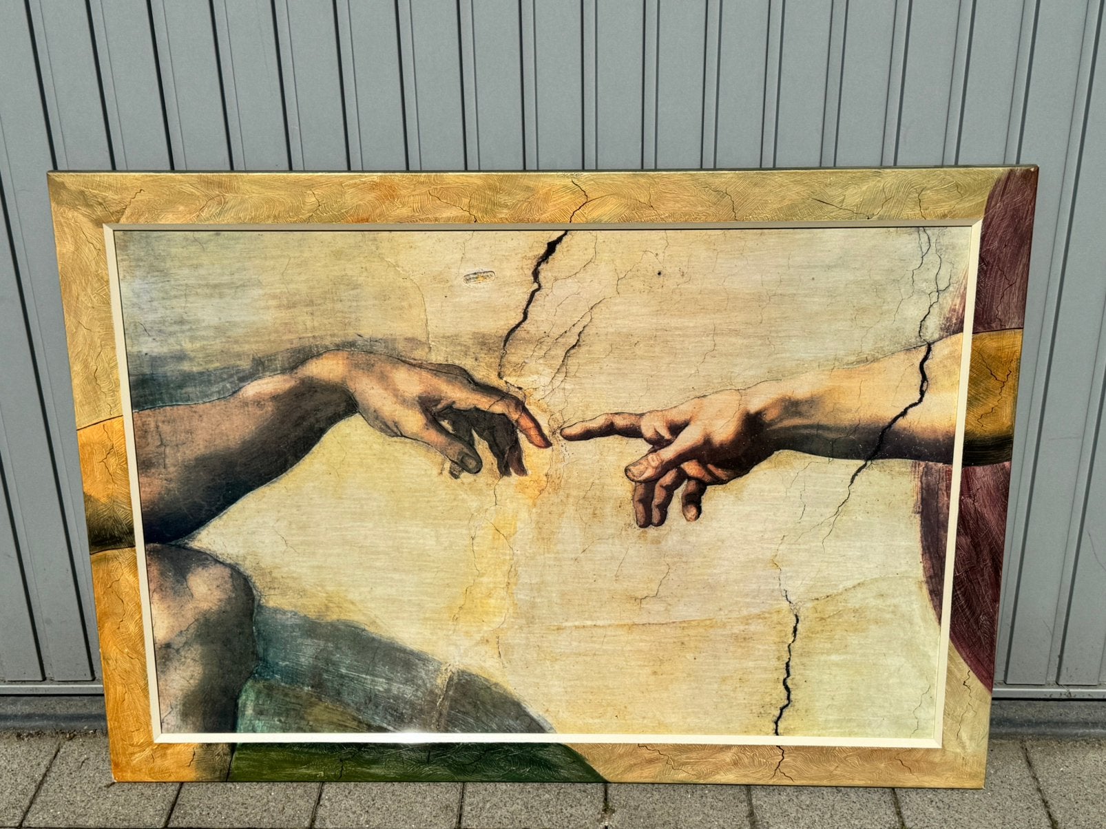 Schilderij reproductie “De Schepping van Adam” Michelangelo, Antiek en Kunst, Ophalen