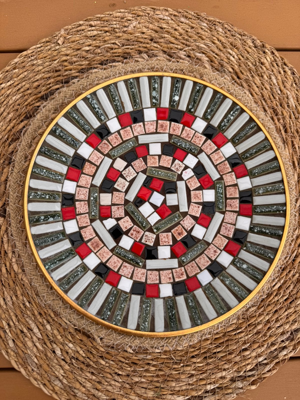 Vintage mozaïekschaal – Ø 24 cm, Ophalen of Verzenden