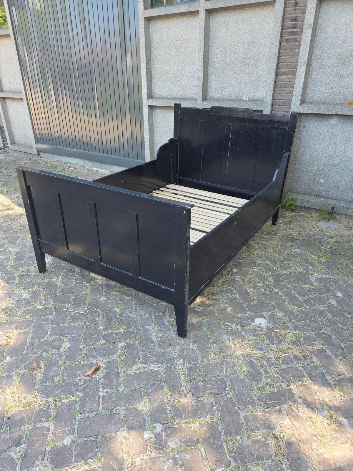 brocante twijfelaar bed, houten bed 190x125cm, Huis en Inrichting, Slaapkamer | Bedden, Ophalen, Gebruikt, Twijfelaar, 120 cm