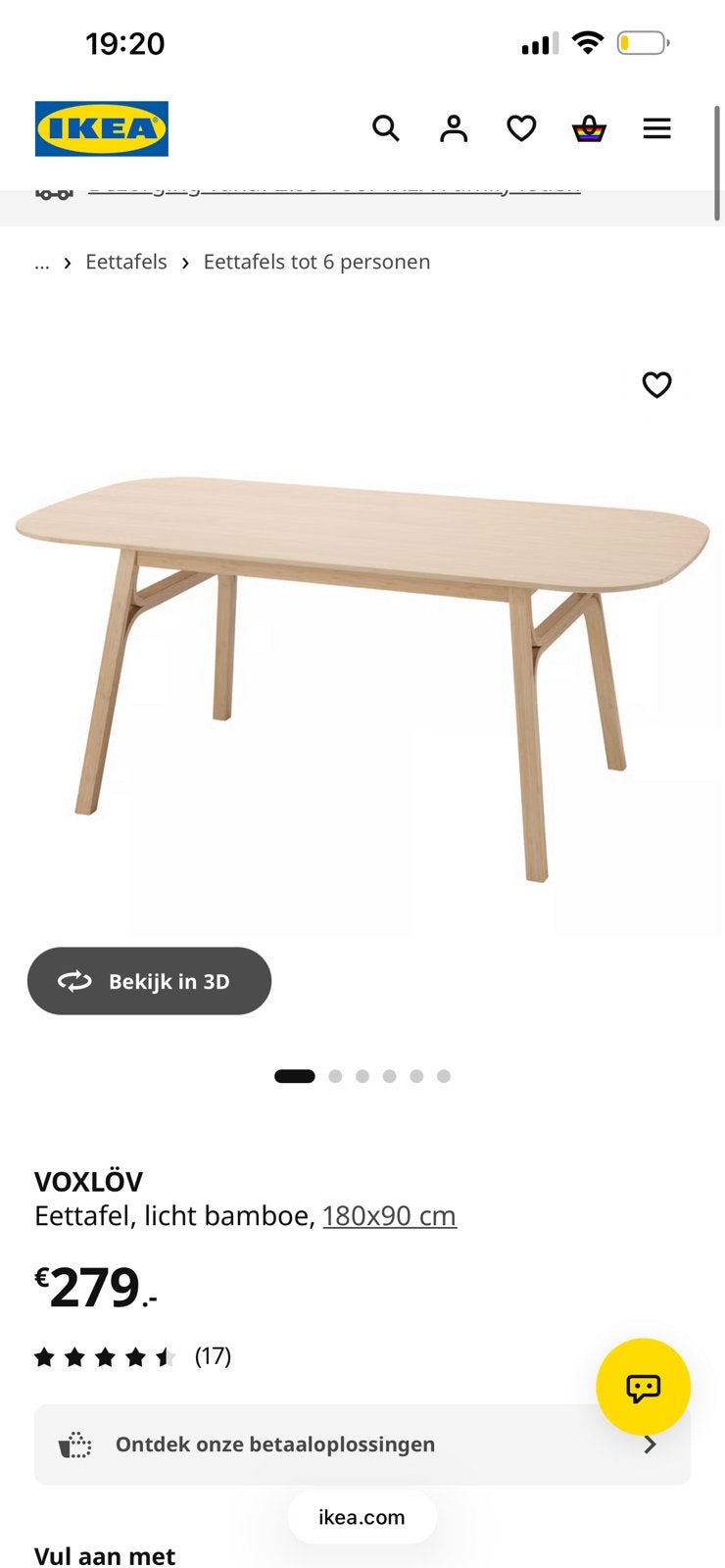 Ikea VOXLOV tafel 180x90, Ophalen, Zo goed als nieuw
