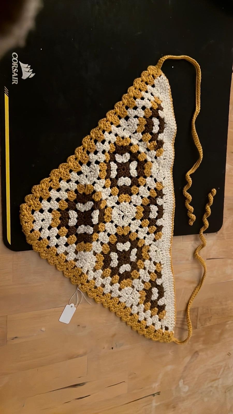 Gehaakte bandana topje in bruin, wit en okergeel, Ophalen of Verzenden, Nieuw