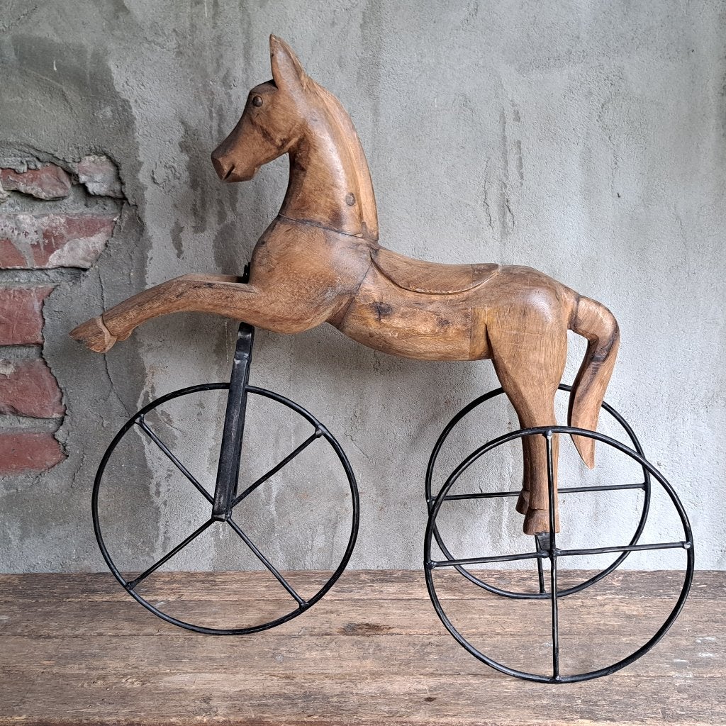 Mooi landelijk houten paard op metalen wielen Loberon Etage3, ., Ophalen of Verzenden, Zo goed als nieuw, .