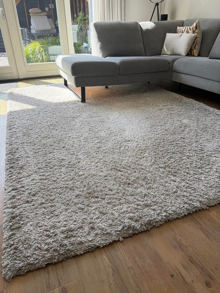 Hoogpolig wit vloerkleed 200x290 cm, Ophalen, Gebruikt, Wit, 200 cm of meer