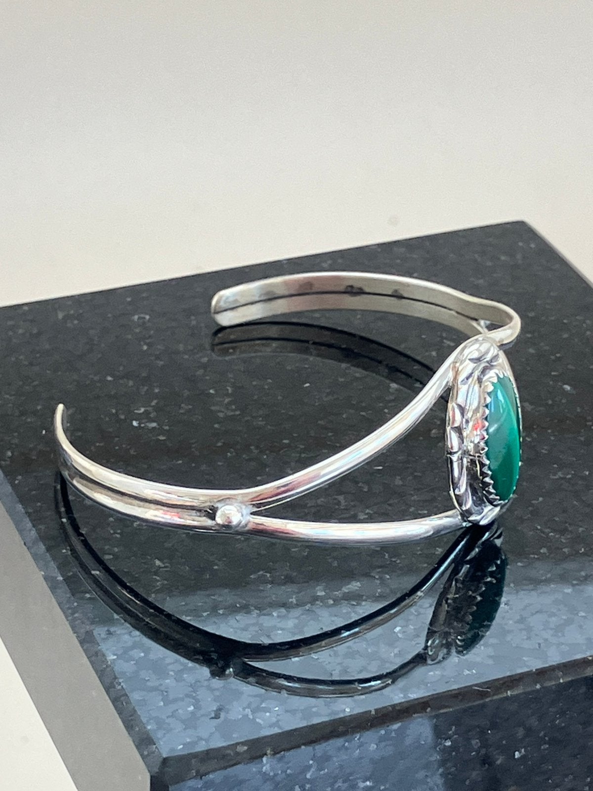 Klem armband in Lee Yazzie Stijl, Ophalen of Verzenden, Zo goed als nieuw, Groen, Zilver