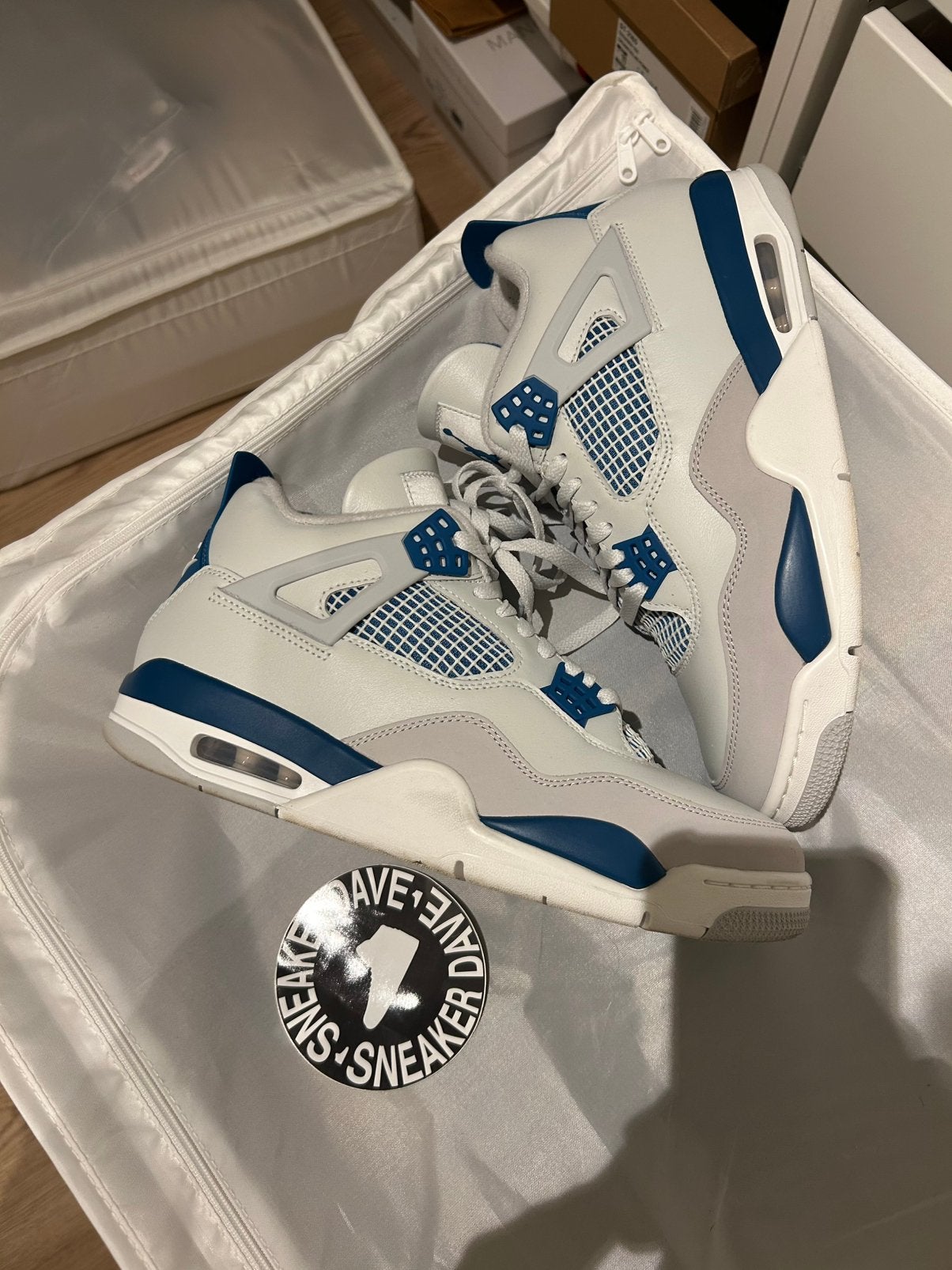 Nike Air Jordan 4 Military Blue 45, Kleding | Heren, Wit, Ophalen of Verzenden, Sneakers of Gympen, Zo goed als nieuw