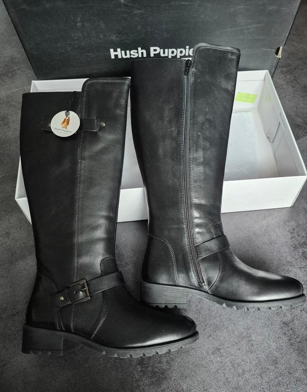 Nieuwe Hush Puppies Leren Laarzen - Maat 38, Hoge laarzen, Zwart, Nieuw, Ophalen of Verzenden