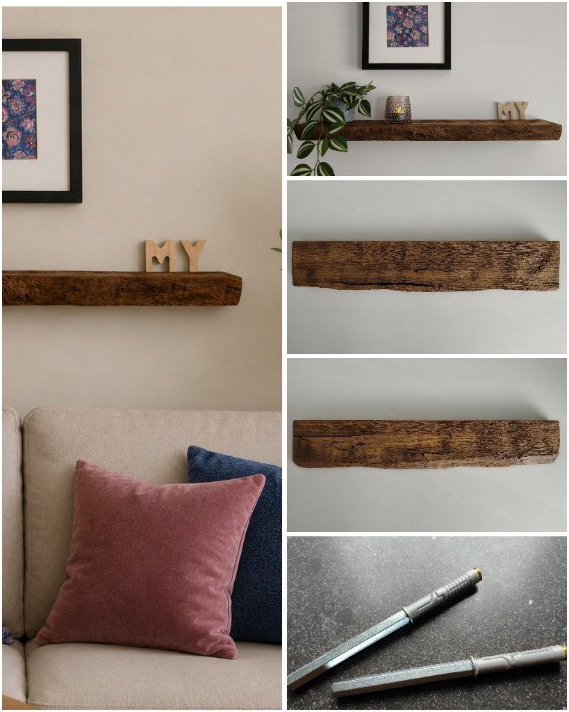 Wandplank zwevend massief eiken + montagepennen 66,5cm #289, Houtatelier M.Y., Info@myhoutatelier.nl, Nieuw, Ophalen of Verzenden